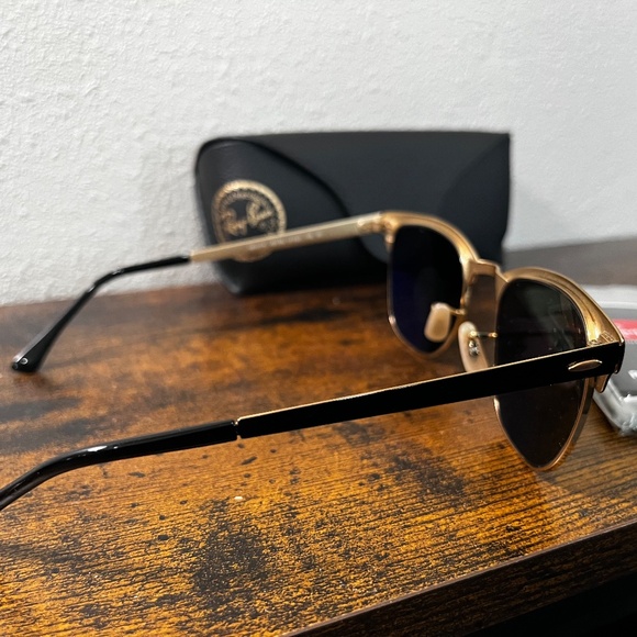 Ray-Ban Clubmaster Metal polarized sunglasses (RB3716). Black frame/green lenses - Picture 4 of 10